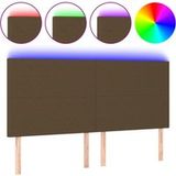 Tête de lit LED marron foncé 200x5x118/128 cm tissu