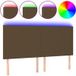 Tête de lit LED marron foncé 200x5x118/128 cm tissu