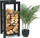 DanDiBo, étagère à bois de chauffage en métal, noir, autoportant, modèle 96467