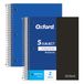 Oxford Spiraalvormige notitieboeken, 5 onderwerpen, College gelijnd papier, duurzaam plastic deksel, 200 vellen, 5 verdelerzakken, 2 per verpakking (10388)