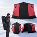 VEVOR tente de pêche sur glace, 6-8 personnes, 3,3x3,3x2 m, isolée, tente de protection contre la glace pour la pêche hivernale, surface de 6,75 m², tissu 600D 4 couches, tente avec construction à moyeu comprenant des ancrages, des cordes et un sac de transport, rouge