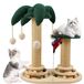 Jouets interactifs pour chat - Poteau griffoir en chanvre - Jouet d'activité 6-en-1 - Balles et plumes suspendues - Piste de course rotative - Convient aux chats de petite et moyenne taille - Vert