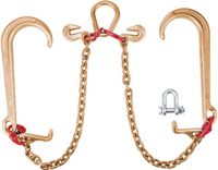 VEVOR J-Haakketting, 3mx8mm Hoofdstelsleepketting, G80 Hoofdsteltransportketting, Ketting van Gelegeerd Staal met 2 G70 J-Haken, 4200kg Vrachtwagentrekhaken, J-Haaksleepriemen 2 Stuks