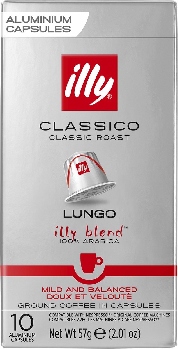 Illy Classico Lungo Koffiecups - 10 x 10 stuks - 100 koffiecups