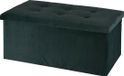 H&S Collection Poef/hocker/voetenbankje - opbergbox fluweel - donkergrijs - 76 x 40 x 38 cm