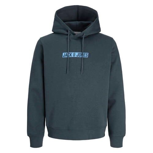 JACK & JONES regular fit hoodie met print - grijsblauw