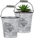 Sunnydays Emmer/plantenpot/bloempot - 2x - zink - zilver - D12.5 x H13 cm