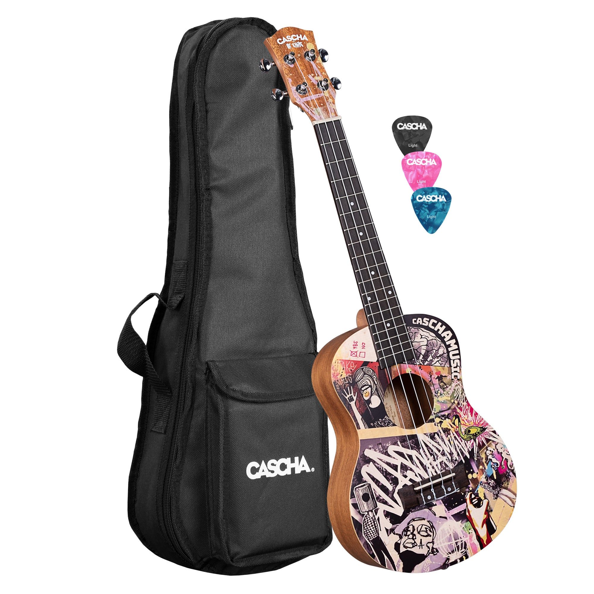 Cascha HH 2608 Art Series Urban Tenor Ukulele - Solid Spruce Top with Gig Bag