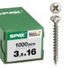 SPAX Universele schroef, 3,5 x 16 mm, 1000 stuks, Voldraad, Lenskop, Kruiskop Z2, 4CUT, Vernikkeld - 0241030350165
