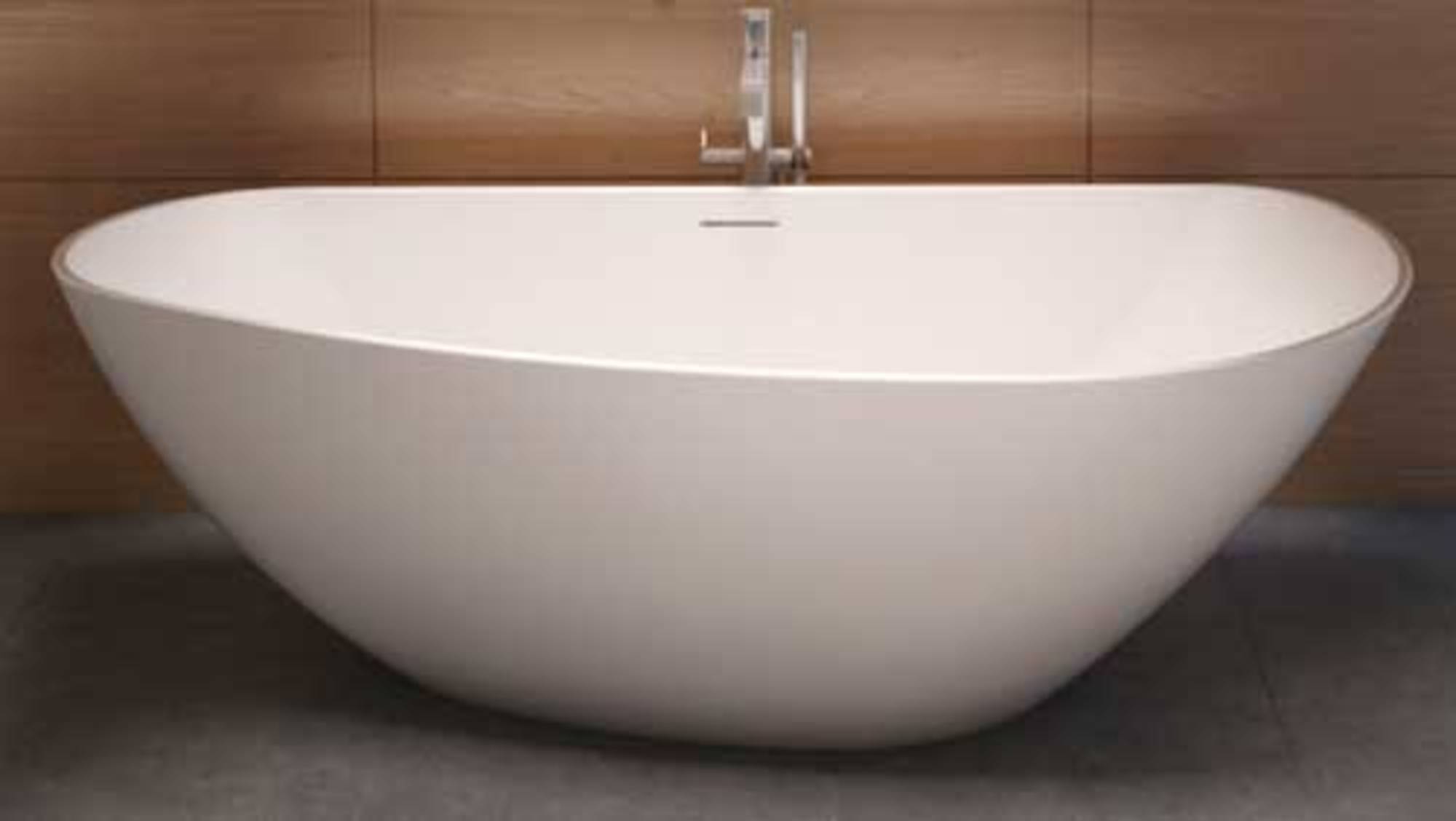 RIHO Granada bad solid surface freeshape vrijstaand inclusief waste en overloop exclusief sifon kleur geheel wit 190x90cm