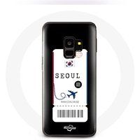 Maniacase Hoesje voor Samsung Galaxy S9 plus Vliegticket Seoul Zuid-Korea