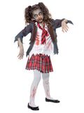 Smiffys Zombie School Girl Costume, Grey