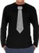Bellatio Decorations Verkleed shirt heren - stropdas glitter zilver - zwart - longsleeve S