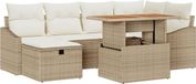 vidaXL Tuinbank Set met Kussen en Opslag - 7 Stuks - Beige - Poly Rattan