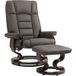 Fauteuil pivotant et inclinable avec repose-pieds, revêtement similicuir brun, structure en bois, charge max 150 kg