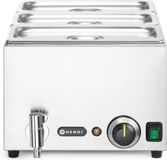 HENDI Bain-marie set met afvoerkraan – 3x GN 1/3 en deksel – roestvrij staal – 230V/1000W
