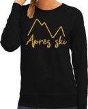 Bellatio Decorations Apres ski sweater dames - Apres ski - bergen - zwart - glitter goud - wintersport L