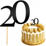 Papyrus Taartdecoratie, versiering, nummer 20, cijfer, verjaardag, jubileum, zwart