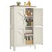 VASAGLE Armoire de rangement style champêtre, meuble de salle de bain avec portes | Meuble de cuisine autoportant, étagères réglables, salle à manger, salon, blanc vintage, collection LIRY BBK773W01