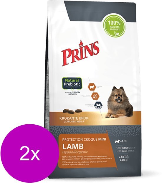 Prins Protection Croque Mini Lamb Hypoallergenic - Hondenvoer - 2 x 2 kg