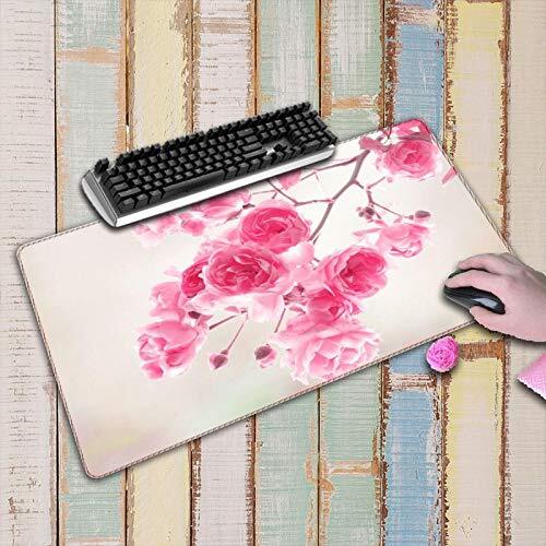 DHSBD Muismat Xl Laptop Notebook Computer Toetsenbord Gaming Muismat Roze Bloemenpatroon 1000X500X3Mm