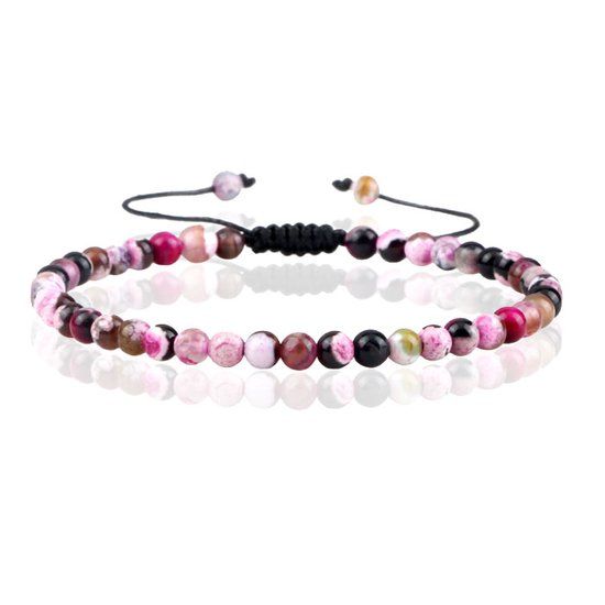 Memphis Fire Armband Natuursteen Kralen - Rose Red Fire