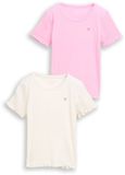 Tom Tailor - Geribbeld T-shirt in een set van 2 - Maat 128/134 - Wool White