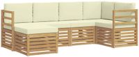 vidaXL Hoek loungeset 5 zitplaatsen Wit en crèmekleurig Polyester
