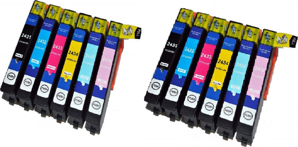 inktdag huismerk Epson 24XL multipack, 24 xl inktcartridge voor 12 packs (2* Zwart, C, M, Y, LC, LM) voor Epson Expression Photo XP850, XP750, XP950, XP55, XP860, XP760, XP960 serie