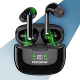 PORTENTUM Draadloze oordopjes – hybride ANC + ENC ruisonderdrukking – hoofdtelefoon bluetooth 6.0 – 60h batterij – oordopjes touch-control IPX6 – led-display – hifi-bas 10 mm – comfortabele pasvorm