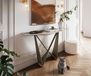 Edge Table console Edge Polygonal 140x50 cm Ceramic Patagonia Polished Spios Metal Effect finish Titanium