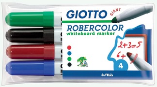 Giottos Robercolor whiteboardmarker maxi ronde punt etui met 4 stuks in geassorteerde kleuren