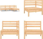 vidaXL 4-delige Loungeset Massief Grenenhout Naturel