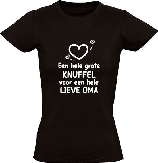 Sols Een hele grote knuffel voor een hele lieve oma Dames T-shirt XL | Zwart