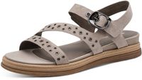 Tamaris Dames Plateau Sandalen Beige Leer Gesp 40