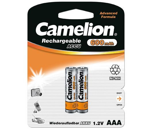 Camelion NH-AAA600-BP2 - AAA oplaadbare batterijen - 600 mAh - 2 stuks