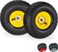 Merkloos Relaxdays 2x steekwagenwiel 4.1/3.5-4 - luchtband - tot 136 kg - 260x85mm - bolderkarwiel - zwart-geel