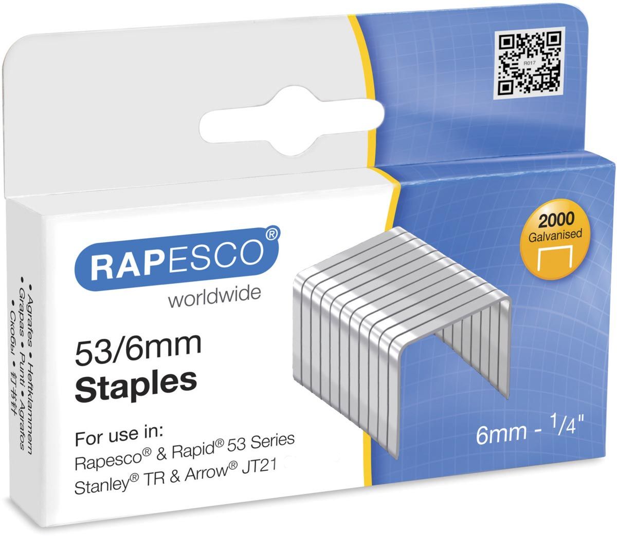 Rapesco 53/6 mm verzinkte nietjes - 2000 stuks