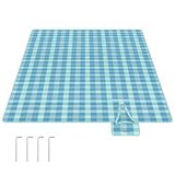 SONGMICS Picknickdeken, 300 x 200 cm, Waterdicht, Opvouwbaar, Groen-Blauw