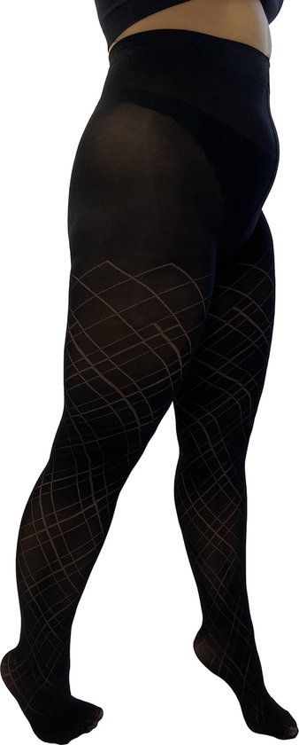 Pamela Mann Plus Size 70 Denier Opaque Diamond Pattern Tights - Black/Diamond - 60-62(5XL)