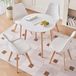 Table à manger scandinave - Table ronde avec 4 chaises - Bois - Revêtement polyuréthane - Moderne, minimaliste - Blanc