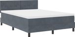 vidaXL LED Boxspringbed met Matras en Hoofdeinde, Donkergrijs, 140 x 200 cm, Fluweel