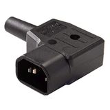PremiumCord Netaansluiting 230 V stekker gebogen, 90 graden, 10 A, IEC C14, kleur zwart