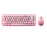 Perixx PERIDUO-802PK Bluetooth Mini Keyboard en Mouse Combo - Retro Round Key Caps - Pastel Roze - Amerikaans Engels