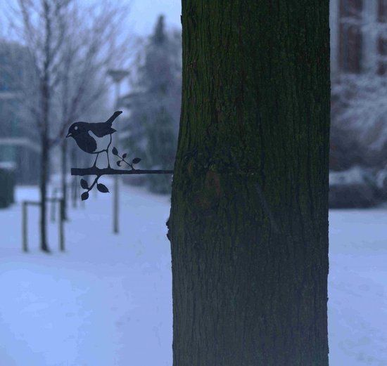 Birdwise Tuindecoratie Roodborstje Cortenstaal - Metaal - 27.40 x 19.20 cm - Grijs