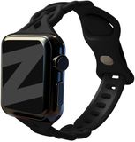 Bandz Luxe Gevlochten Siliconen Horlogeband (Zwart) geschikt voor Apple Watch Series 1, 2, 3, 4, 5, 6, 7, 8, 9, 10, 11 en SE - Geschikt voor 38mm / 40mm / 41mm / 42mm