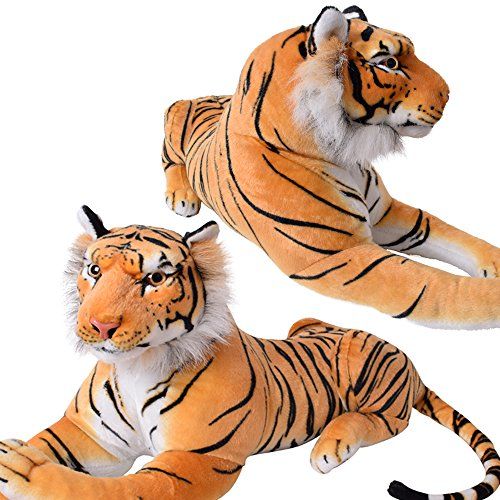 TE-Trend XL Pluche Dier Tiger Knuffeldier 80 cm - Meerkleurig Getijgerd