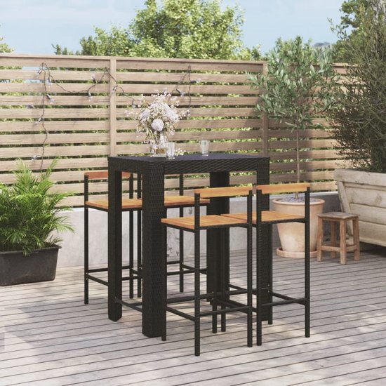 The Living Store Tuinbarset - PE-rattan - 100x60.5x110.5 cm - Zwart