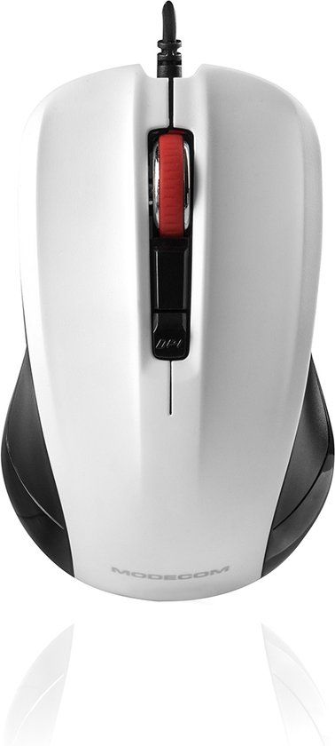 Modecom MC-M9.1 Ambidextrous USB Type-A Optisch 1600 DPI Zwart, Wit
