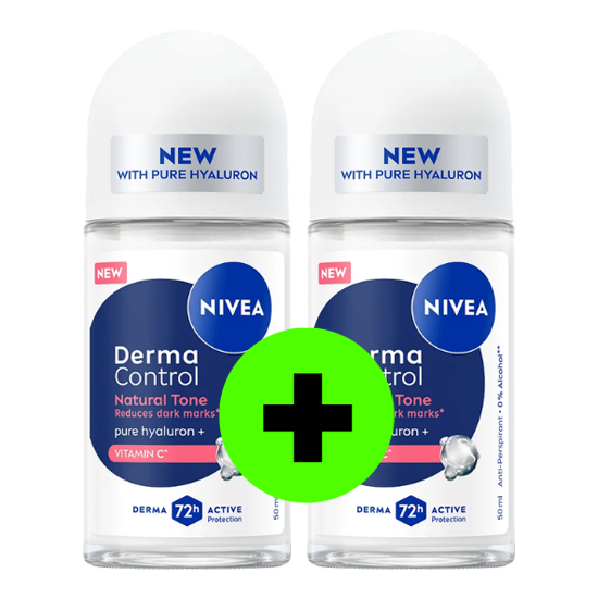Nivea Dermacontrol Natural Tone Deodorant Roller - 50 ml | 1 + 1 ACTIE